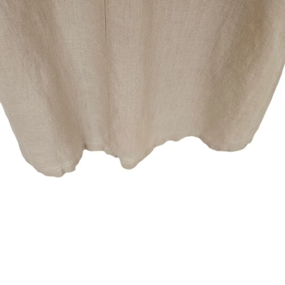Gudrun Sjoden 100% Linen Dress Embroidered Neutral Tan Cream S - Picture 7 of 10